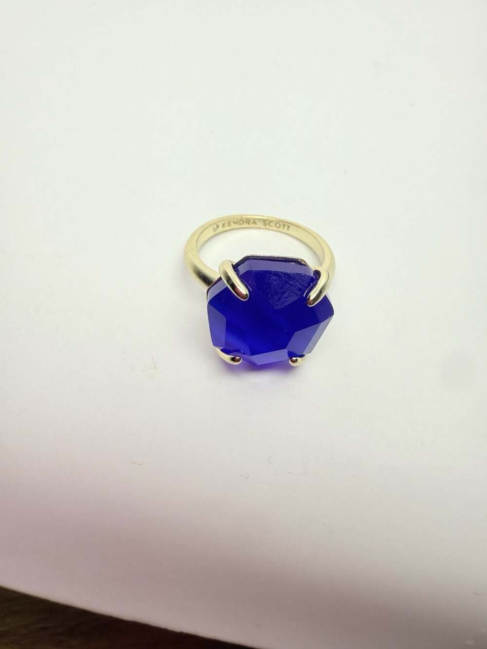 Kendra Scott Gold Cocktail Ring Blue Glass Stone